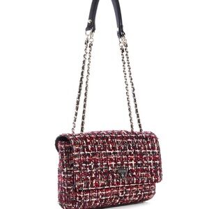 Guess Tweed Cessily Shoulder Bag in Red and Black